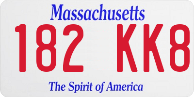 MA license plate 182KK8