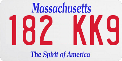 MA license plate 182KK9
