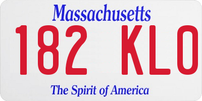 MA license plate 182KL0