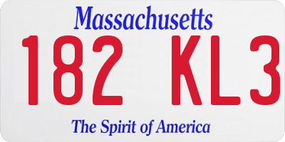 MA license plate 182KL3