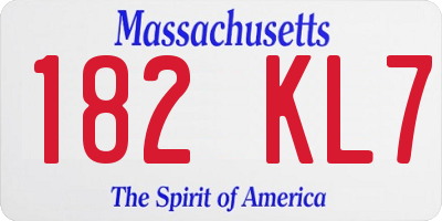 MA license plate 182KL7