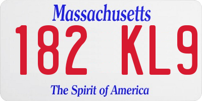MA license plate 182KL9