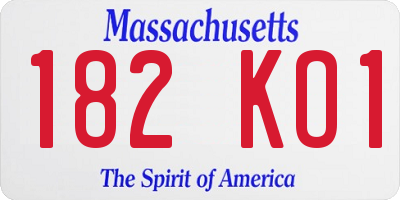 MA license plate 182KO1