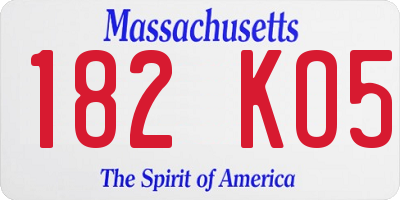 MA license plate 182KO5