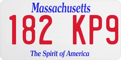 MA license plate 182KP9