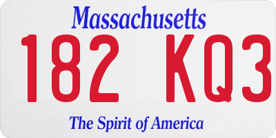 MA license plate 182KQ3