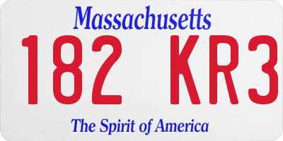 MA license plate 182KR3