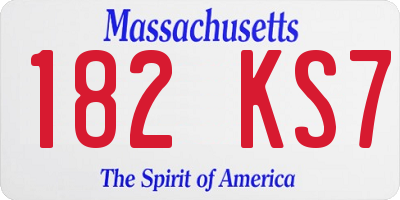 MA license plate 182KS7