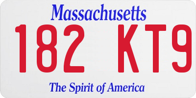 MA license plate 182KT9