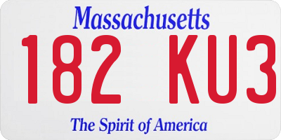 MA license plate 182KU3
