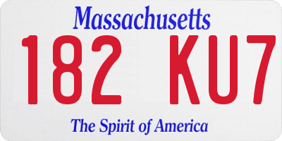 MA license plate 182KU7