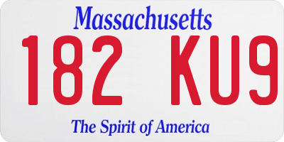 MA license plate 182KU9
