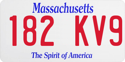 MA license plate 182KV9