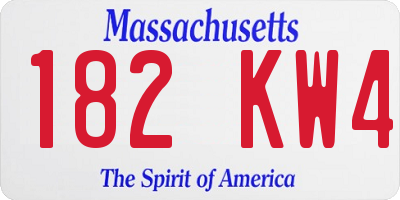 MA license plate 182KW4