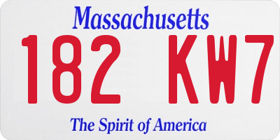 MA license plate 182KW7