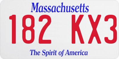 MA license plate 182KX3