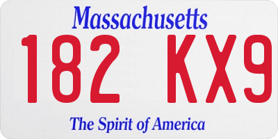 MA license plate 182KX9