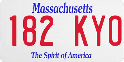 MA license plate 182KY0