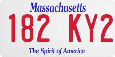 MA license plate 182KY2