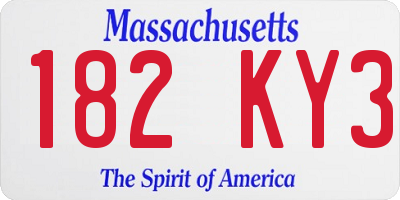 MA license plate 182KY3