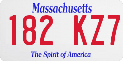 MA license plate 182KZ7
