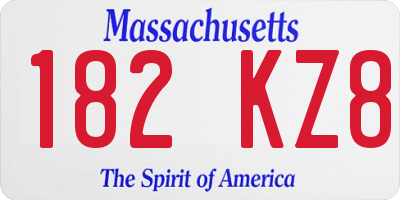 MA license plate 182KZ8