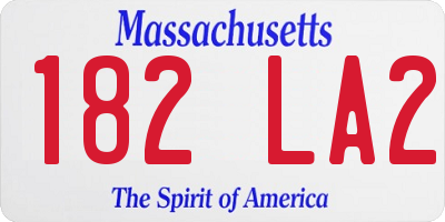 MA license plate 182LA2