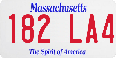 MA license plate 182LA4