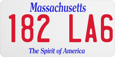 MA license plate 182LA6