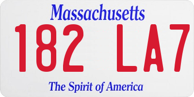 MA license plate 182LA7