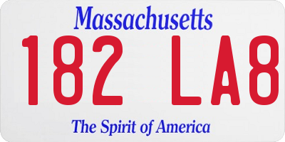 MA license plate 182LA8
