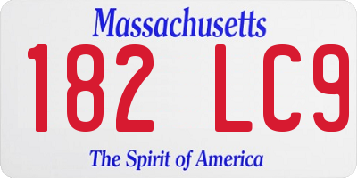 MA license plate 182LC9
