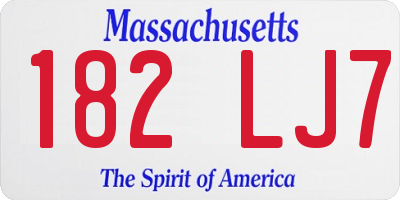 MA license plate 182LJ7