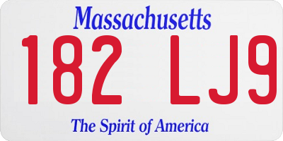 MA license plate 182LJ9