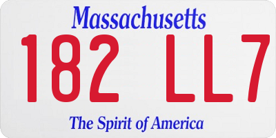 MA license plate 182LL7