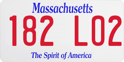 MA license plate 182LO2