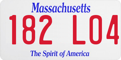 MA license plate 182LO4