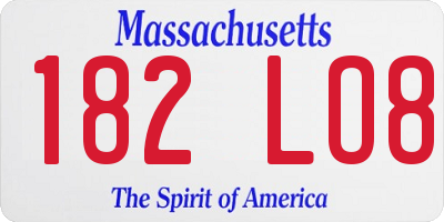MA license plate 182LO8