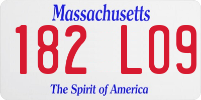 MA license plate 182LO9