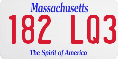 MA license plate 182LQ3