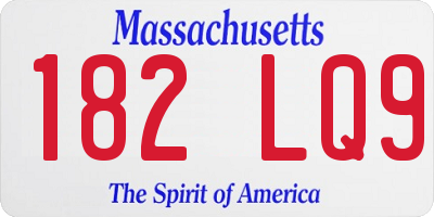 MA license plate 182LQ9