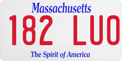 MA license plate 182LU0