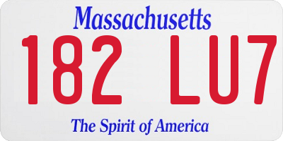 MA license plate 182LU7