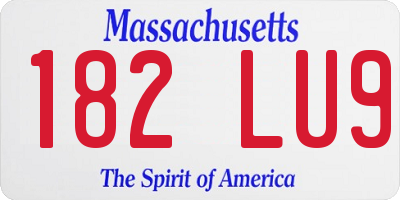 MA license plate 182LU9