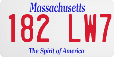 MA license plate 182LW7