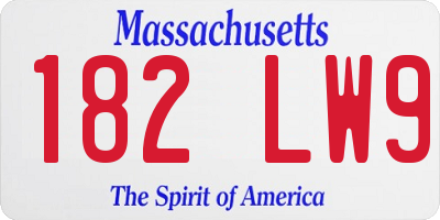 MA license plate 182LW9