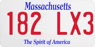 MA license plate 182LX3