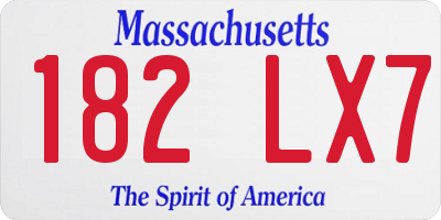 MA license plate 182LX7
