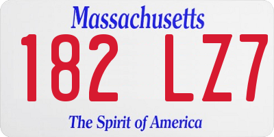 MA license plate 182LZ7