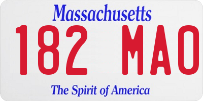 MA license plate 182MA0